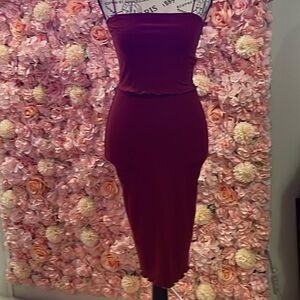 Paperoc Burgundy Halter & Skirt Set
